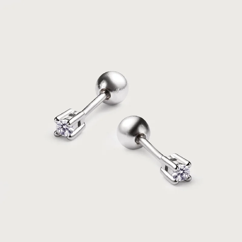 Small dot earrings-Moissanite Solitaire Small Sleep Earrings