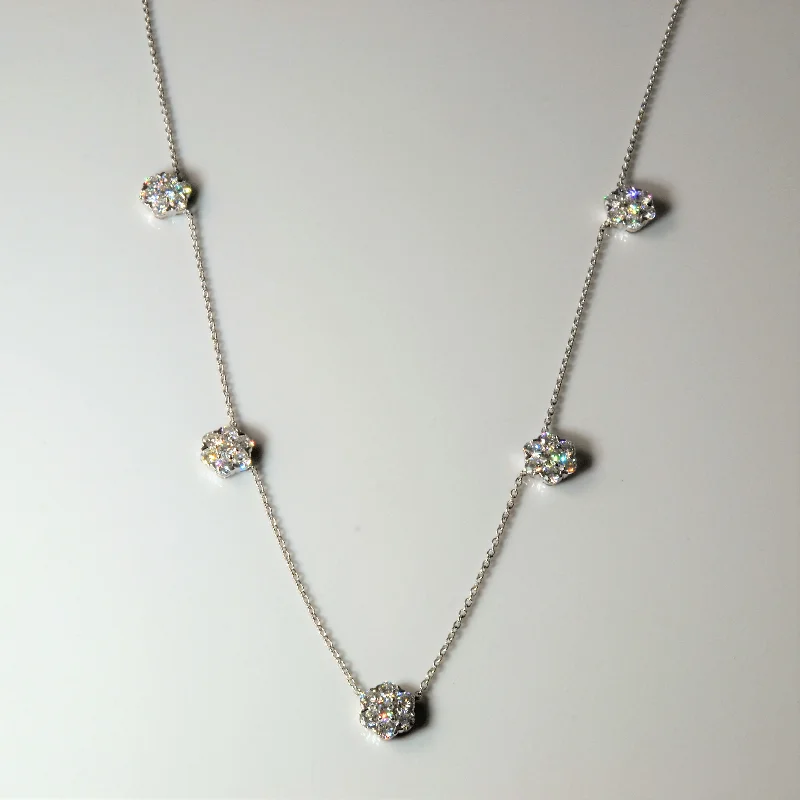 Lustrous pearl necklaces-Floating Floral Diamond Necklace | 2.15ctw | 16" |