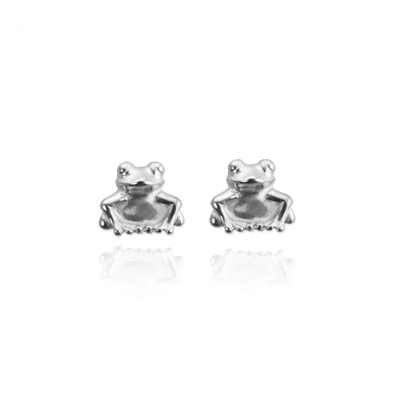 Polished art earrings-Frog Stud Earrings