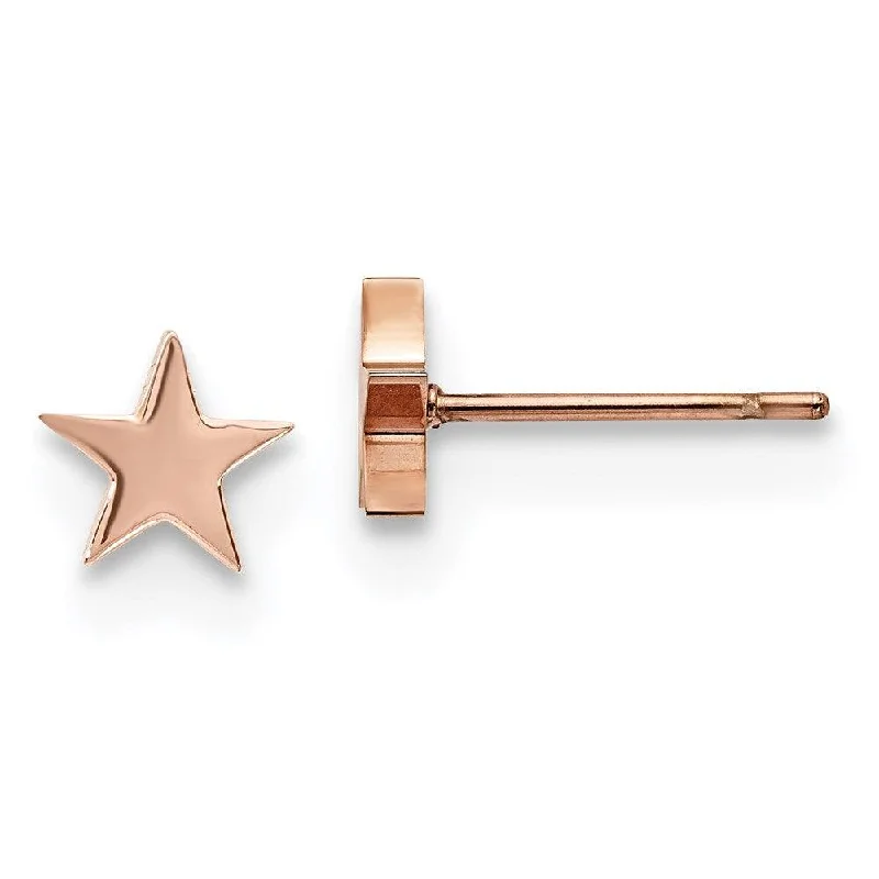 Smooth stud earrings-Stainless Steel Polished Rose IP-plated Star Post Earrings