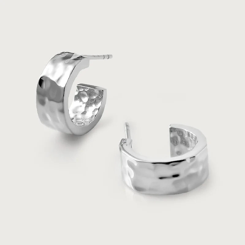 Smooth stud earrings-Grecian Hammered Huggie Hoops