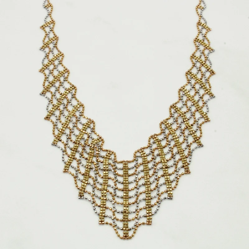 Twine weave necklaces-10k Multi Tone Gold Woven Necklace | 17" |