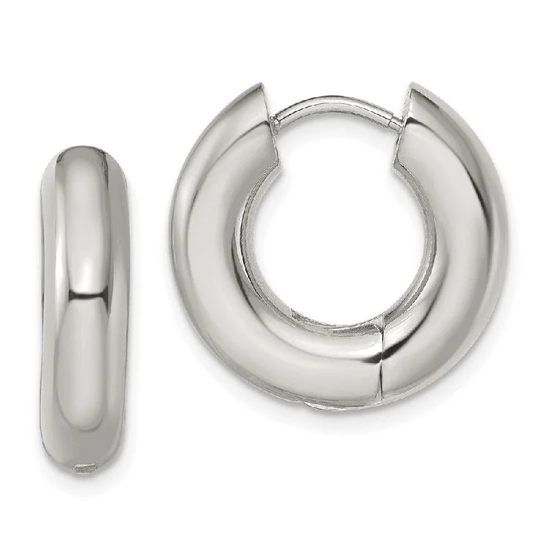 Alloy metal earrings-Stainless Steel Polished 5mm Hinged Hoop Earrings