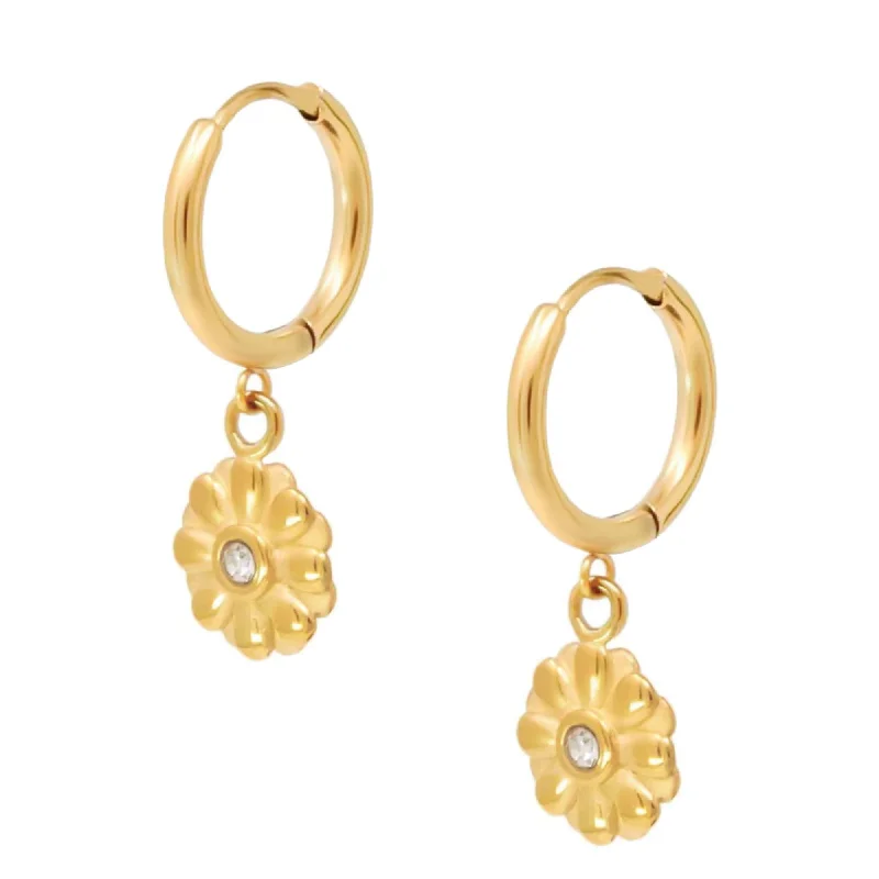 Soft drop earrings-Fleur Hoop Earrings