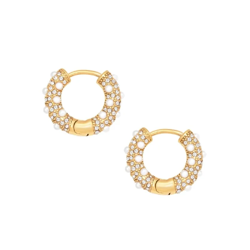 Small dot earrings-Alice Pearl Hoop Earrings