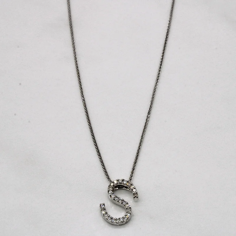 Victorian charm necklaces-Diamond 'S' Initial Necklace | 0.08ctw | 16" |