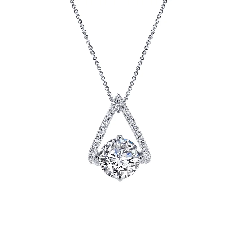 Victorian charm necklaces-Lafonn Classic Round Diamond Necklace P0201CLP18