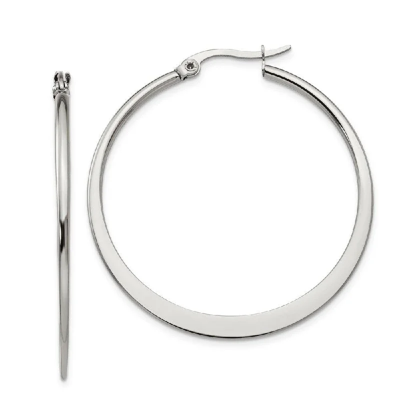 Pink gold earrings-Stainless Steel 40mm Diameter Hoop Earrings