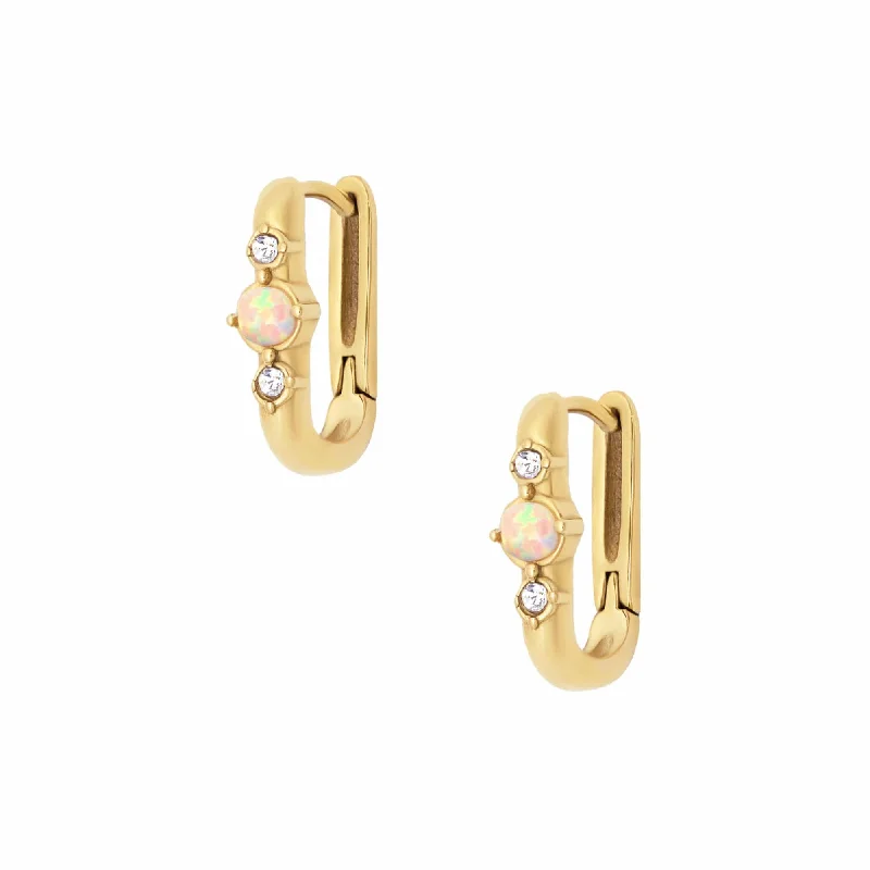 Round stud earrings-Sarah Opal Hoop Earrings