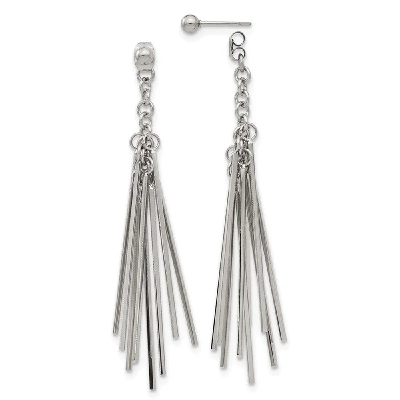 Coil knot earrings-Stainless Steel Polished Multi Bar Front & Back Post Dangle Earrings