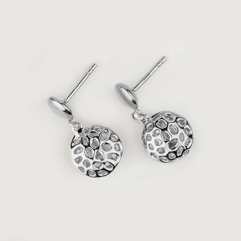 Coiled wire earrings-Lattice Pebble Earrings