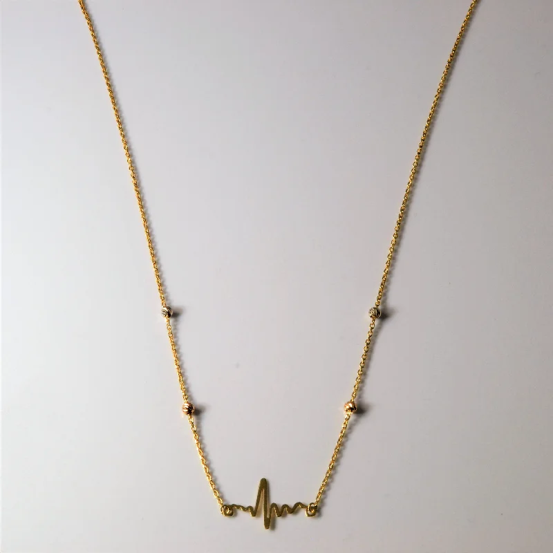 Cotton cord necklaces-Yellow Gold Heart Beat Necklace | 18"|