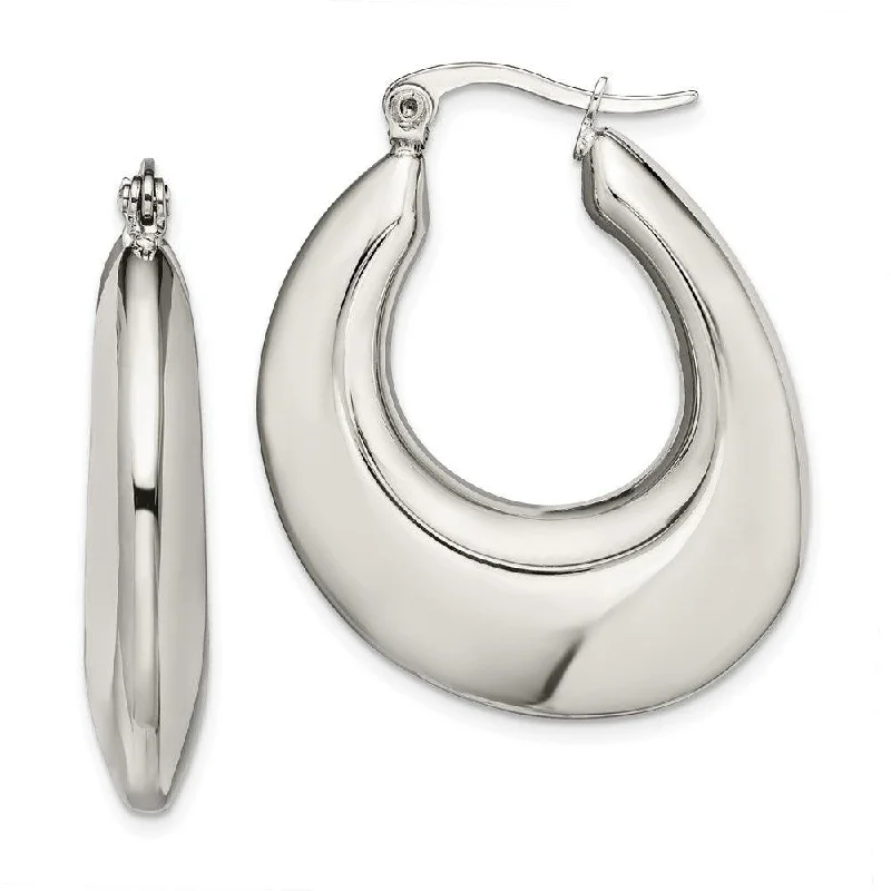 Braided cord earrings-Stainless Steel Hollow Teardrop Hoop Earrings