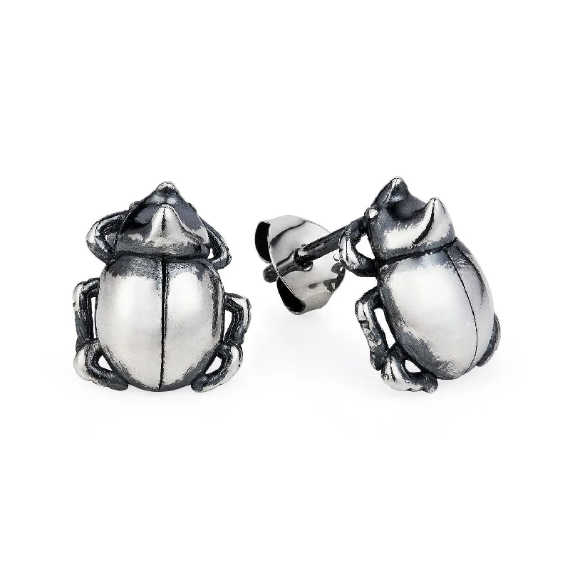 Thick dangle earrings-Little Rhino Beetle Stud Earrings by Yasmin Everley