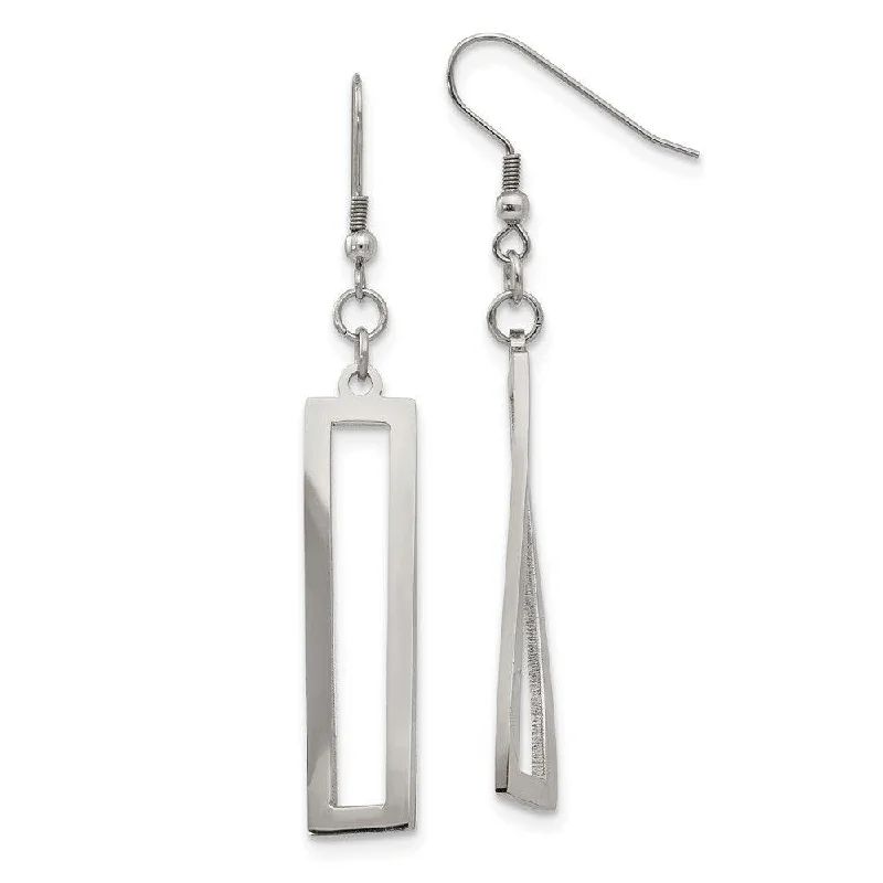 Tiered drop earrings-Stainless Steel Polished Twisted Shepherd Hook Earrings