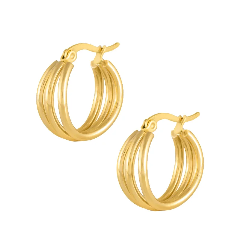 Patina bronze earrings-Lea Triple Hoop Earrings