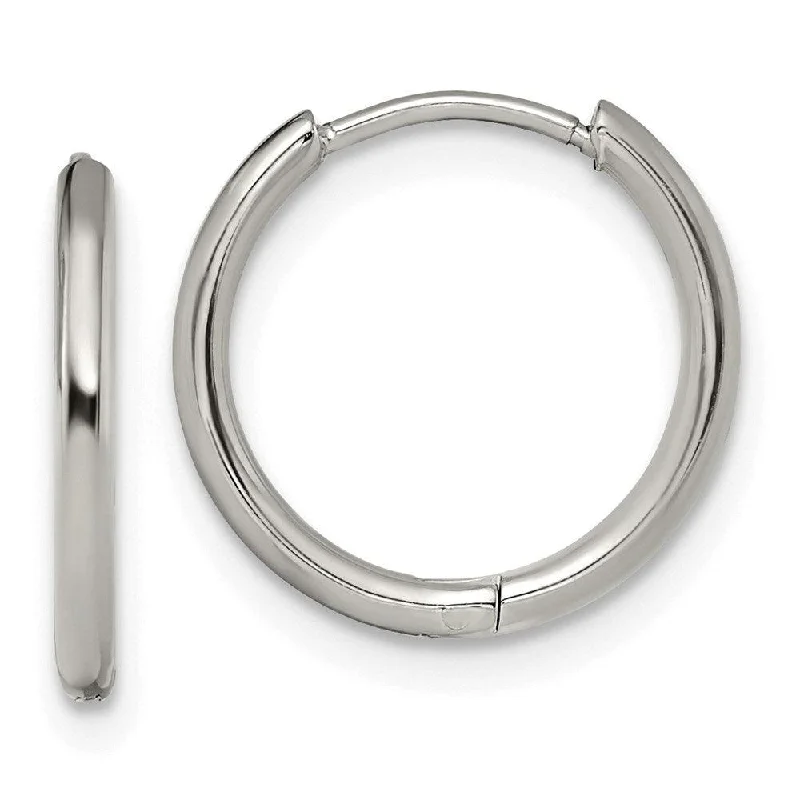 Bead weave earrings-Stainless Steel Polished 1.6mm Hinged Hoop Earrings