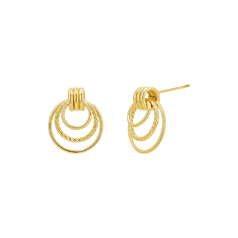 Flat medallion earrings-Trio Hoop Door Knocker Earrings