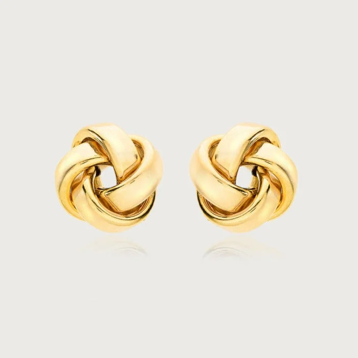 Topaz earrings-Love Knot Gold Stud Earrings in 9K Gold