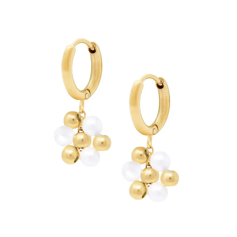 Bright gem earrings-August Pearl Hoop Earrings