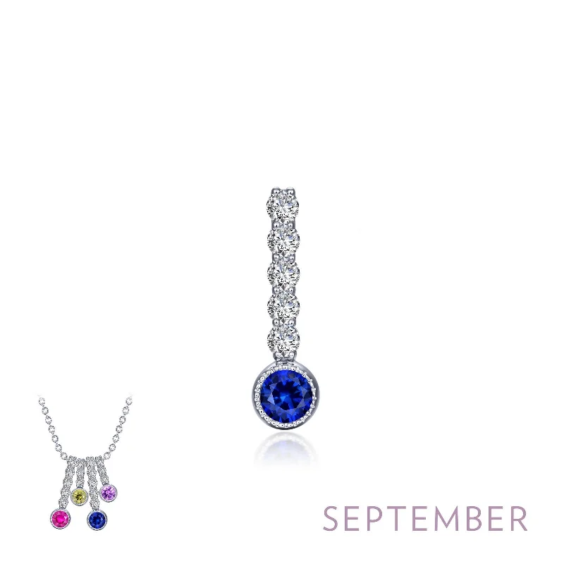 Lunar star necklaces-Lafonn Birthstone Round September Sapphire Necklace BP003SAP00