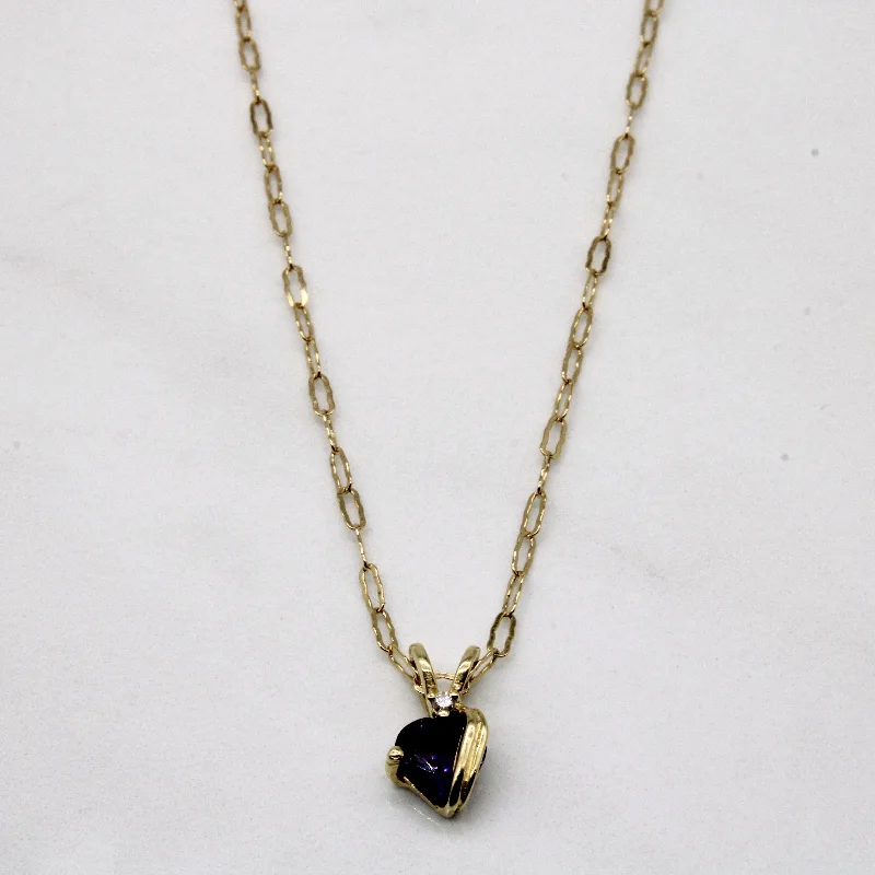 Cotton cord necklaces-Amethyst & Diamond Heart Necklace | 0.60ct, 0.01ct | 16" |