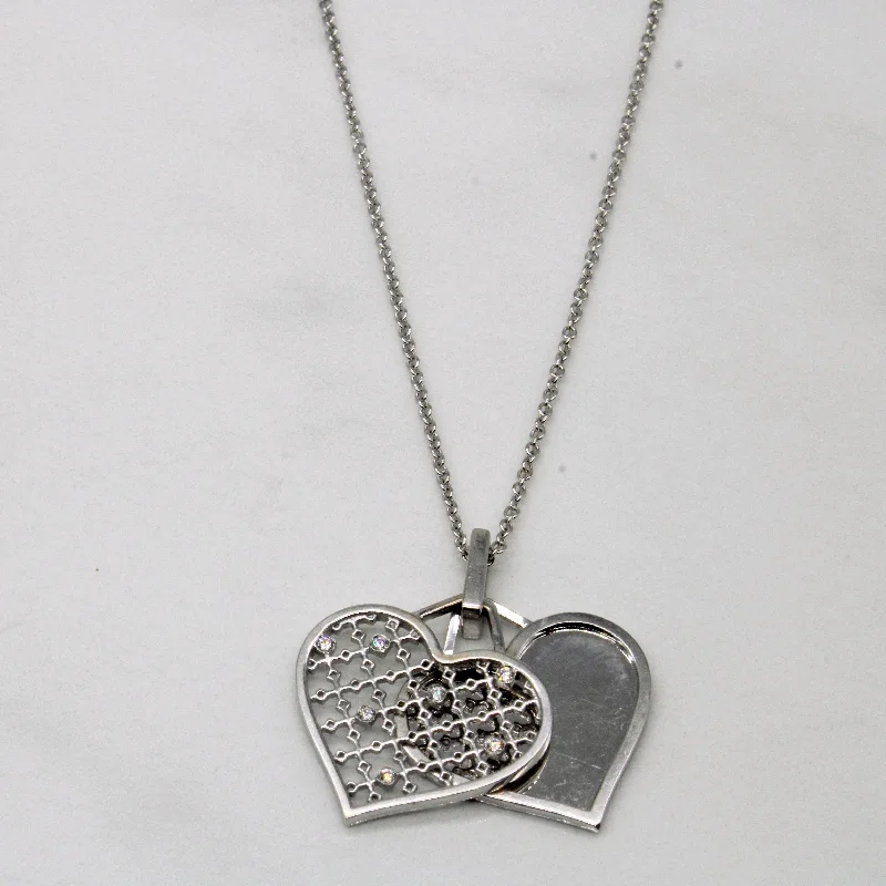 Stamped monogram necklaces-Birks' Diamond Lattice Heart Necklace | 0.04ctw | 16" |