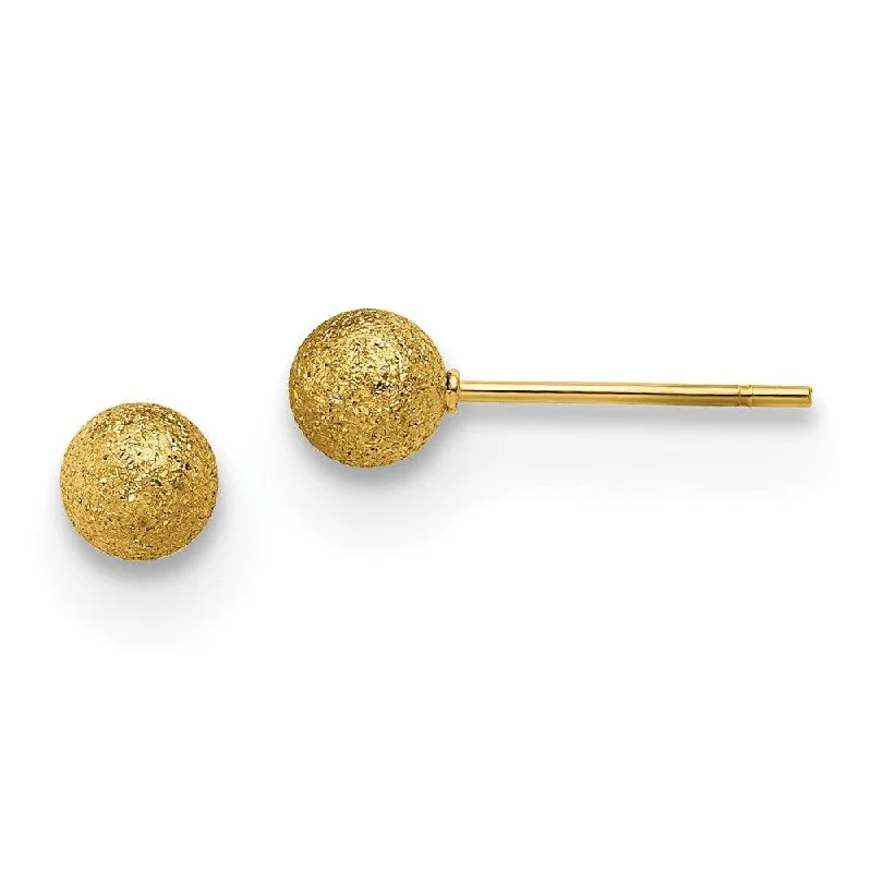 Smooth stud earrings-Stainless Steel Polished Laser cut Yellow IP-plated 5mm Ball Post Earrings