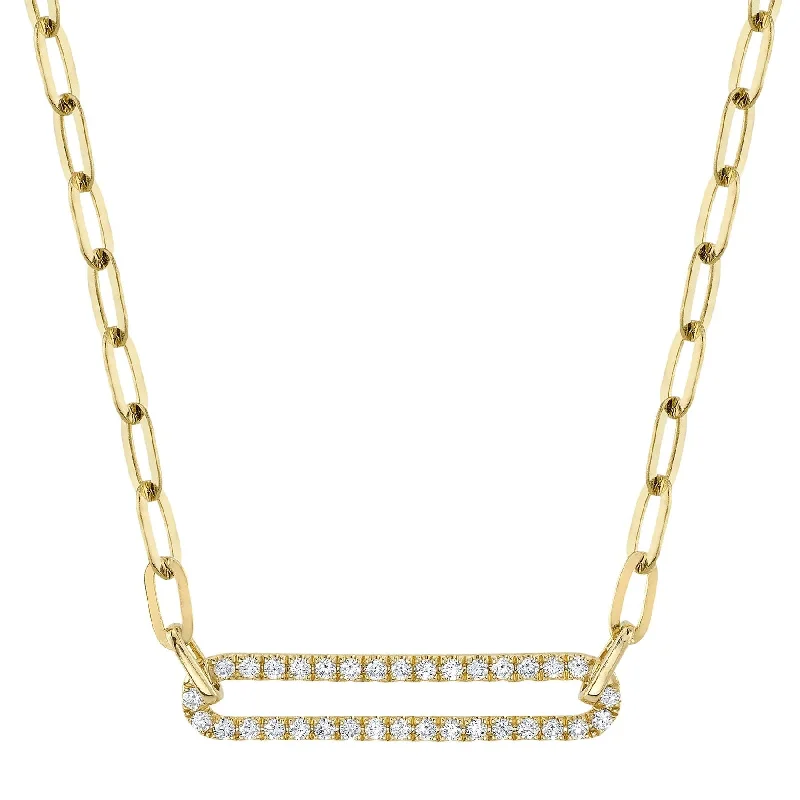 Bold art necklaces-Diamond Paper Clip Link Necklace 4690107