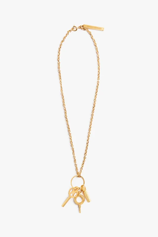 Firm chain necklaces-Key Charm Necklace In Gold