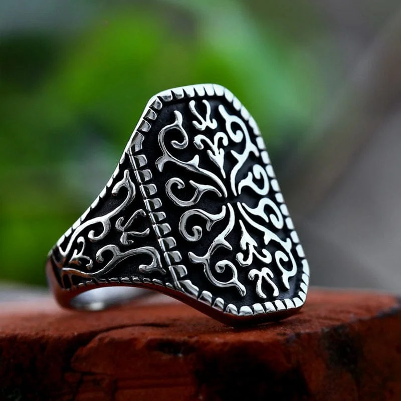 Reed style rings-Men's Punk Totem Carving Ring