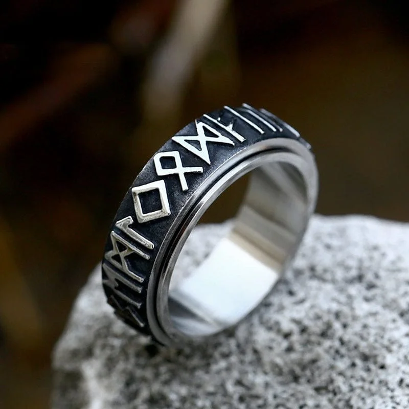 Wide stone rings-Men's Punk Viking Letter Ring