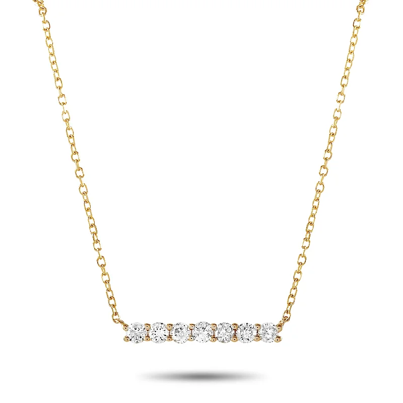 Curved gem necklaces-LB Exclusive 14K Yellow Gold 0.25ct Diamond Bar Necklace