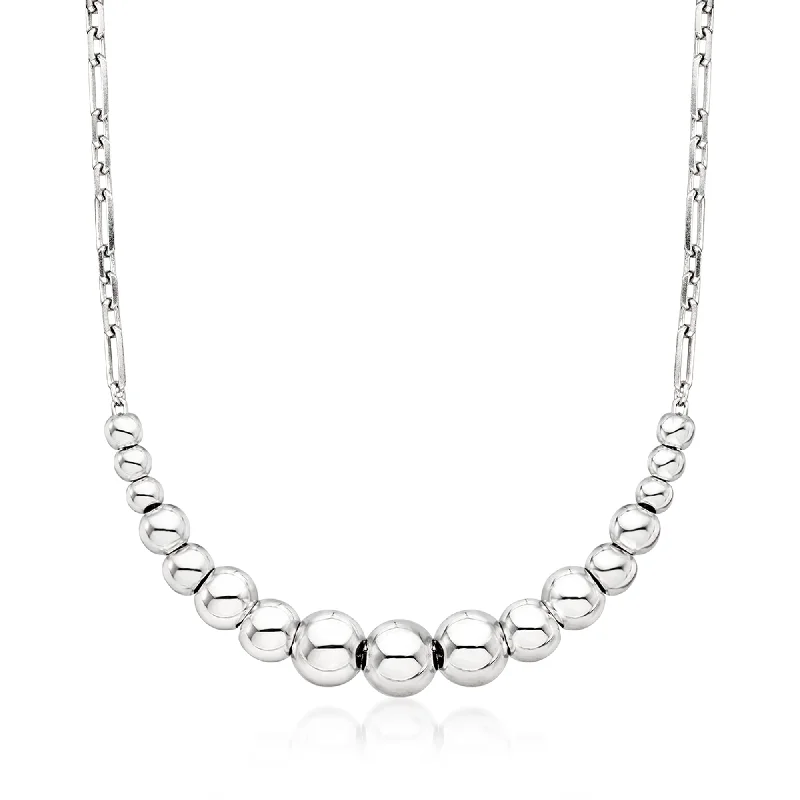 Sharp-line necklaces-Ross-Simons Sterling Silver Graduated Bead Necklace