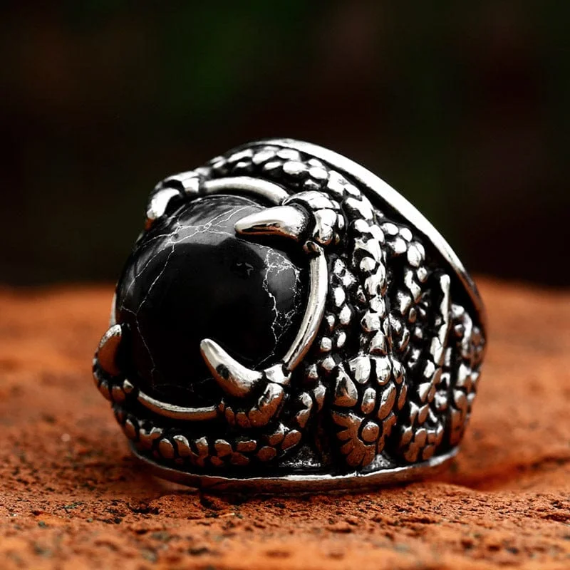 Thin filigree rings-Men's Punk Snake Claw Ring