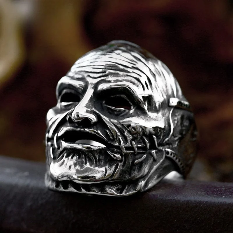 Onyx gem rings-Men's Punk Skull Ring