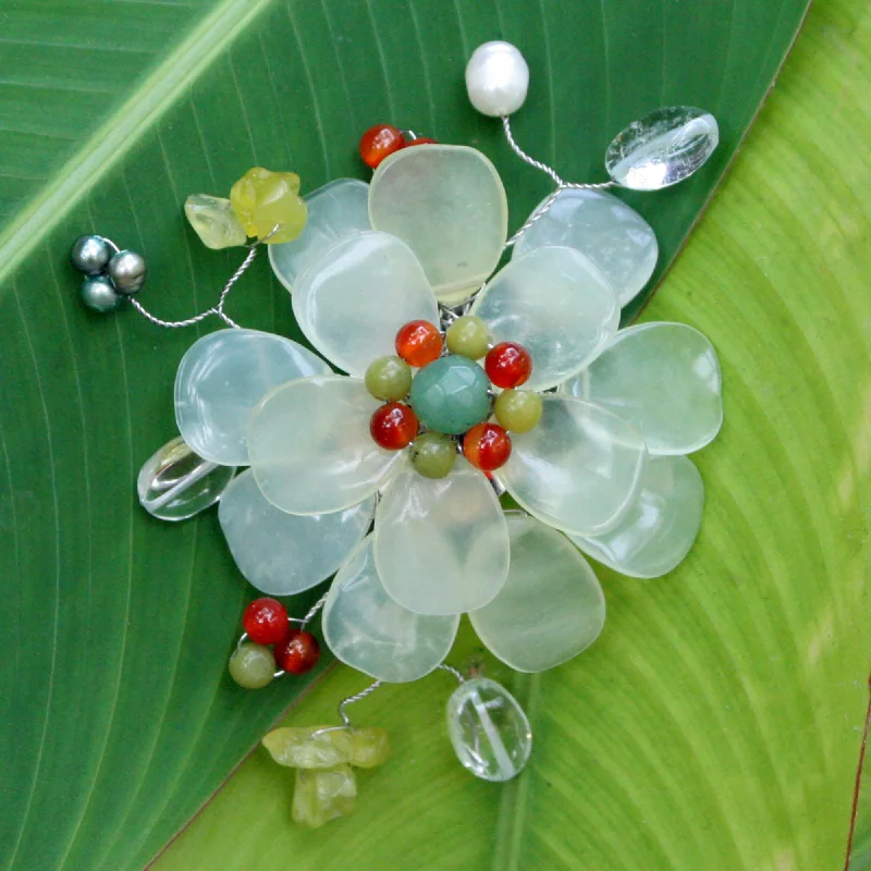 Lime Blossom Freshwater Pearls Brooch