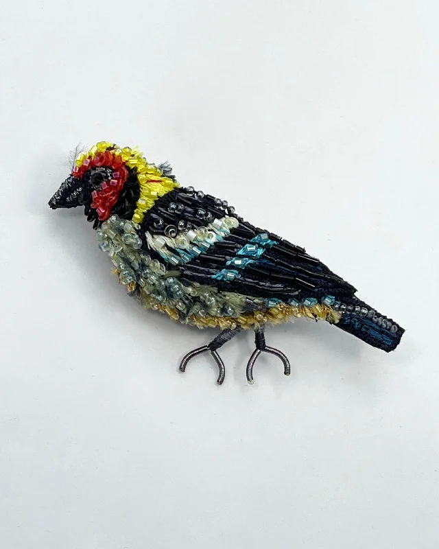 Flame Faced Tanager Brooch