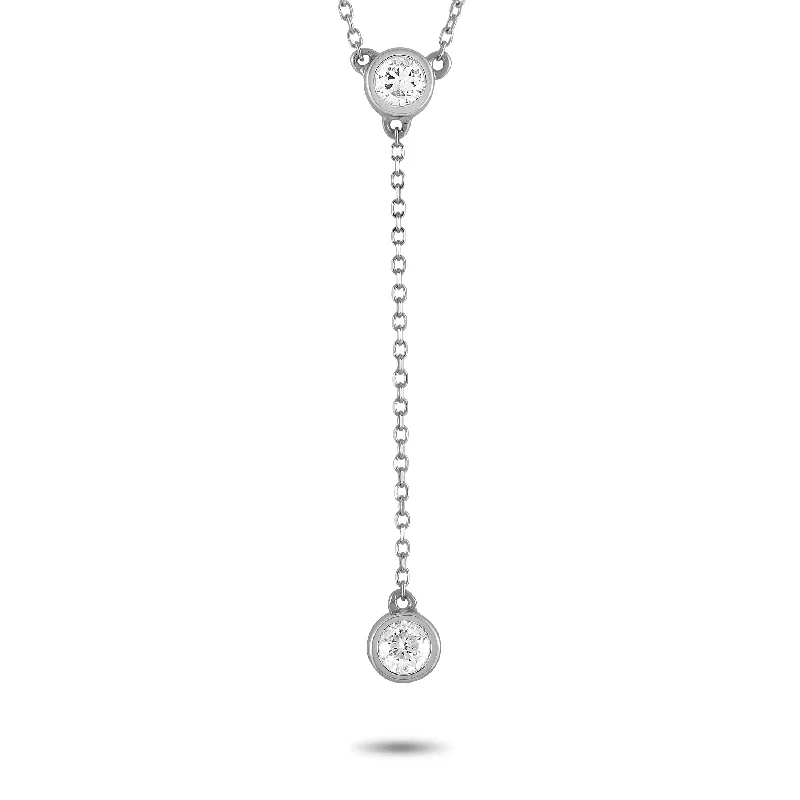 Tide shape necklaces-LB Exclusive 14K White Gold 0.20ct Diamond Necklace