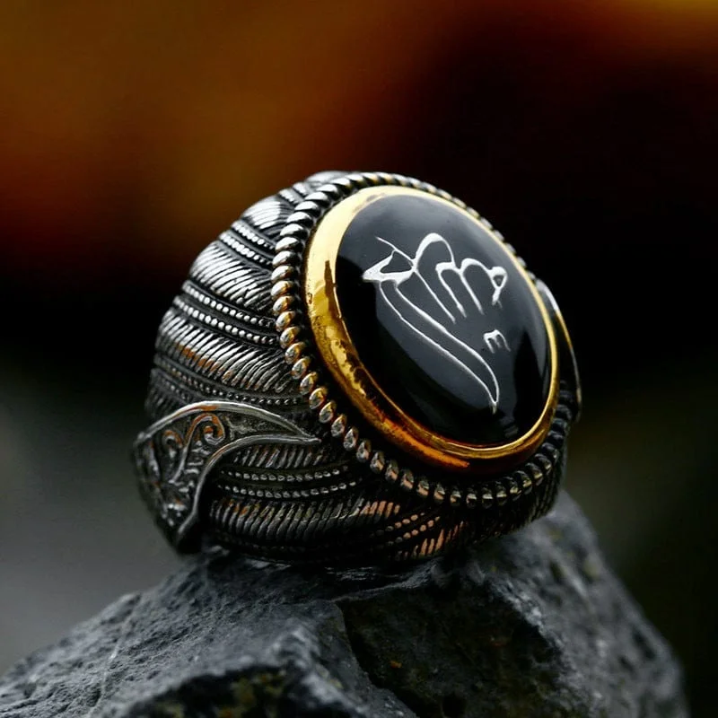 Aged bronze rings-Men's Punk Totem Ring