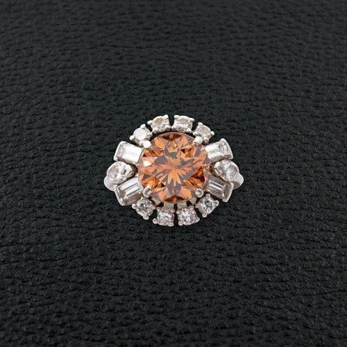 Topaz rings-Brown & White Diamond Estate Ring