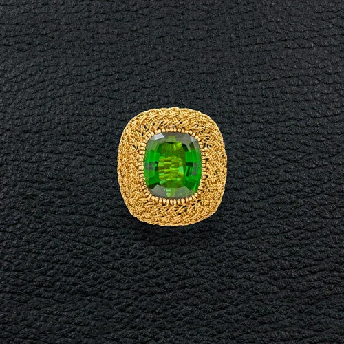 Thin heart rings-Green Tourmaline Estate Ring