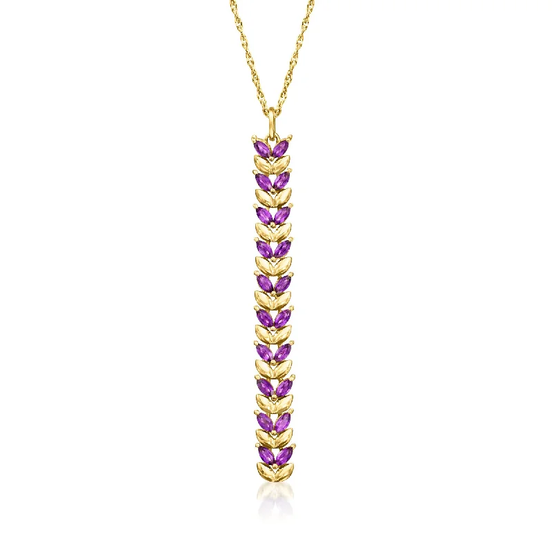 Vintage locket necklaces-Ross-Simons Amethyst Pendant Necklace in 18kt Gold Over Sterling