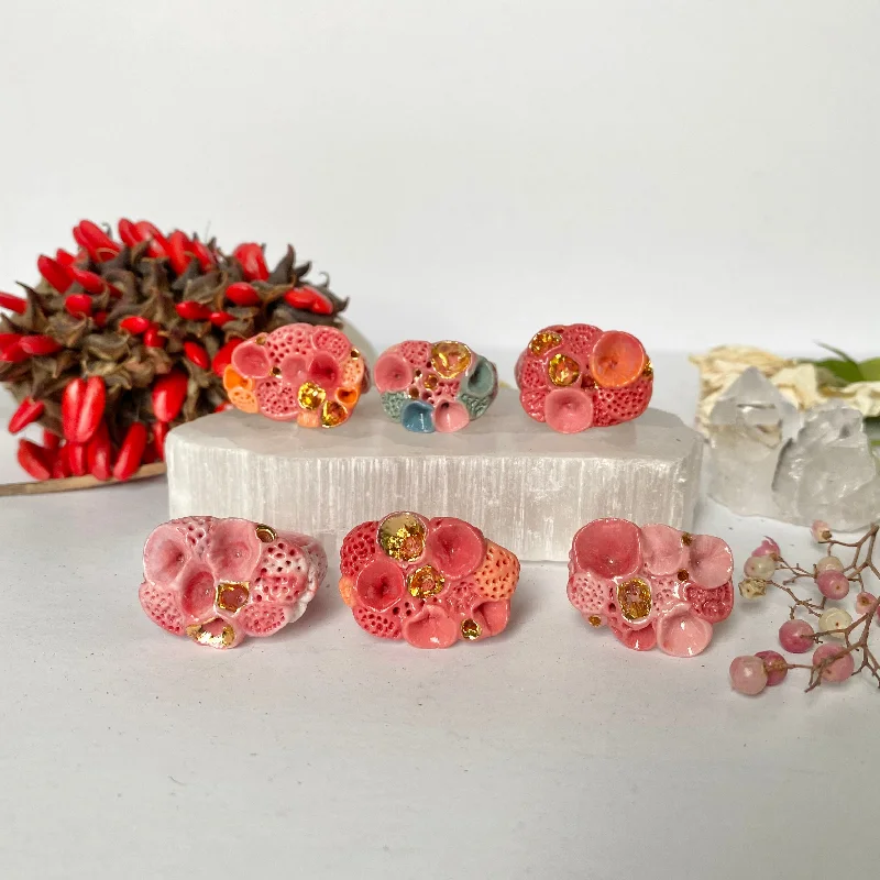 Fine thread rings-Pink ‘Rock Coral’ Rings