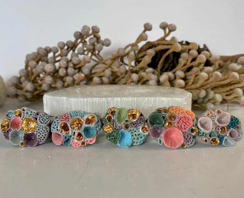 Thin filigree rings-Multicolour ‘Rock Coral’ Ring - Choose a Size