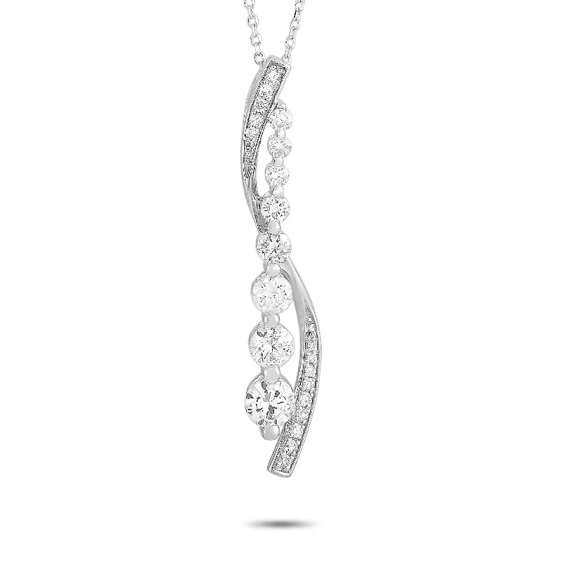 Soft cord necklaces-LB Exclusive 14K White Gold 1.0ct Diamond Necklace