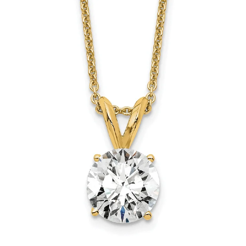 Polished name necklaces-14k Gold 1 Ct Lab Grown Diamond Round Solitaire Pendant Necklace 18"