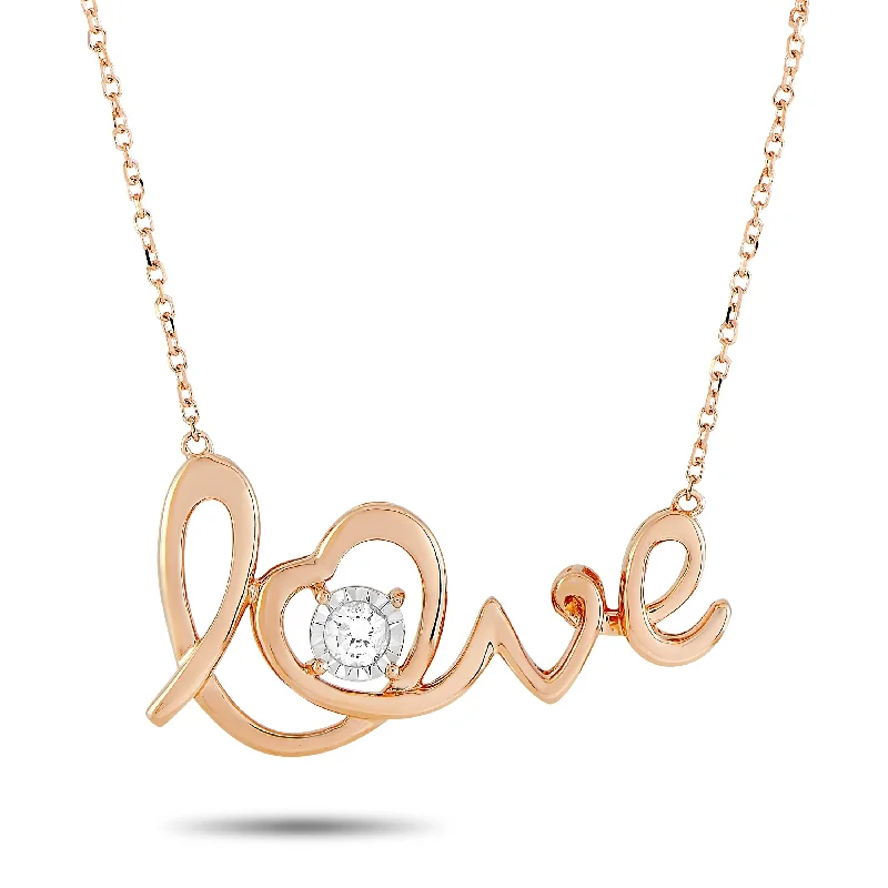 Bead weave necklaces-LB Exclusive 14K Rose Gold 0.10 ct Diamond Pendant Necklace