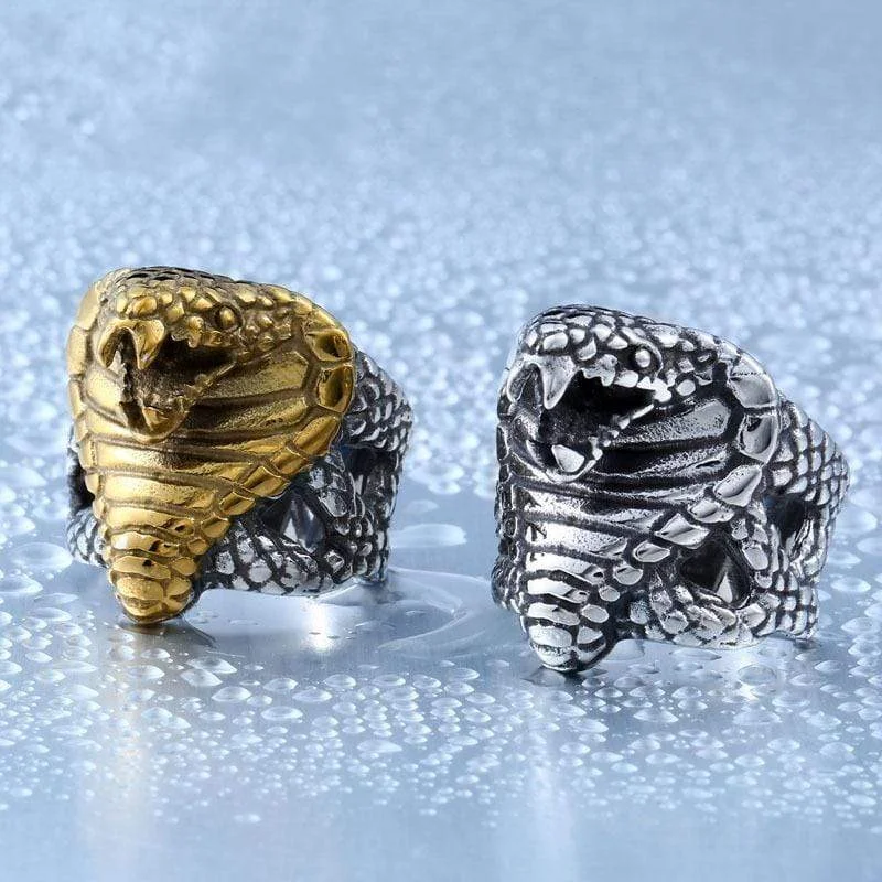 Rough texture rings-Men's Punk Snake's Head Rings