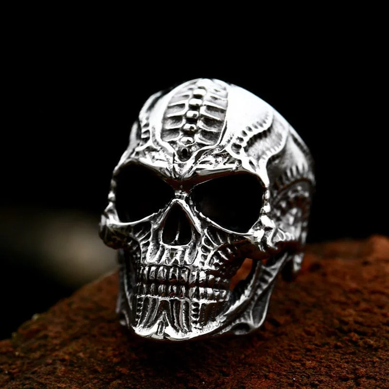 Wide gold rings-Men's Punk Skull Ring